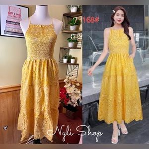 🌷Brand New halter eyelet dress fully embroidered can fit Sm up to M price firm!